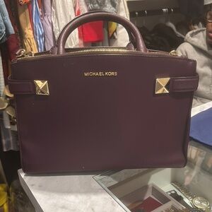 Michael Kors Purple Satchel with Gold Accents